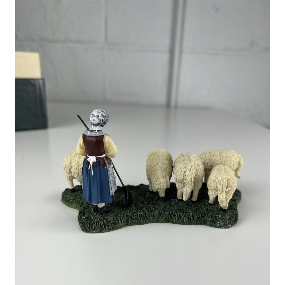 Lang & Wise Colonial Williamsburg Sheep Shepherdess & Split Rail Fence NEW - Picture 10 of 16